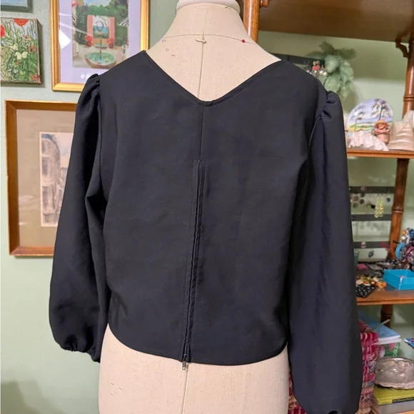 Vixen by Micheline Pitt Black Deep V-Neck Blouse - Picture 2 of 4